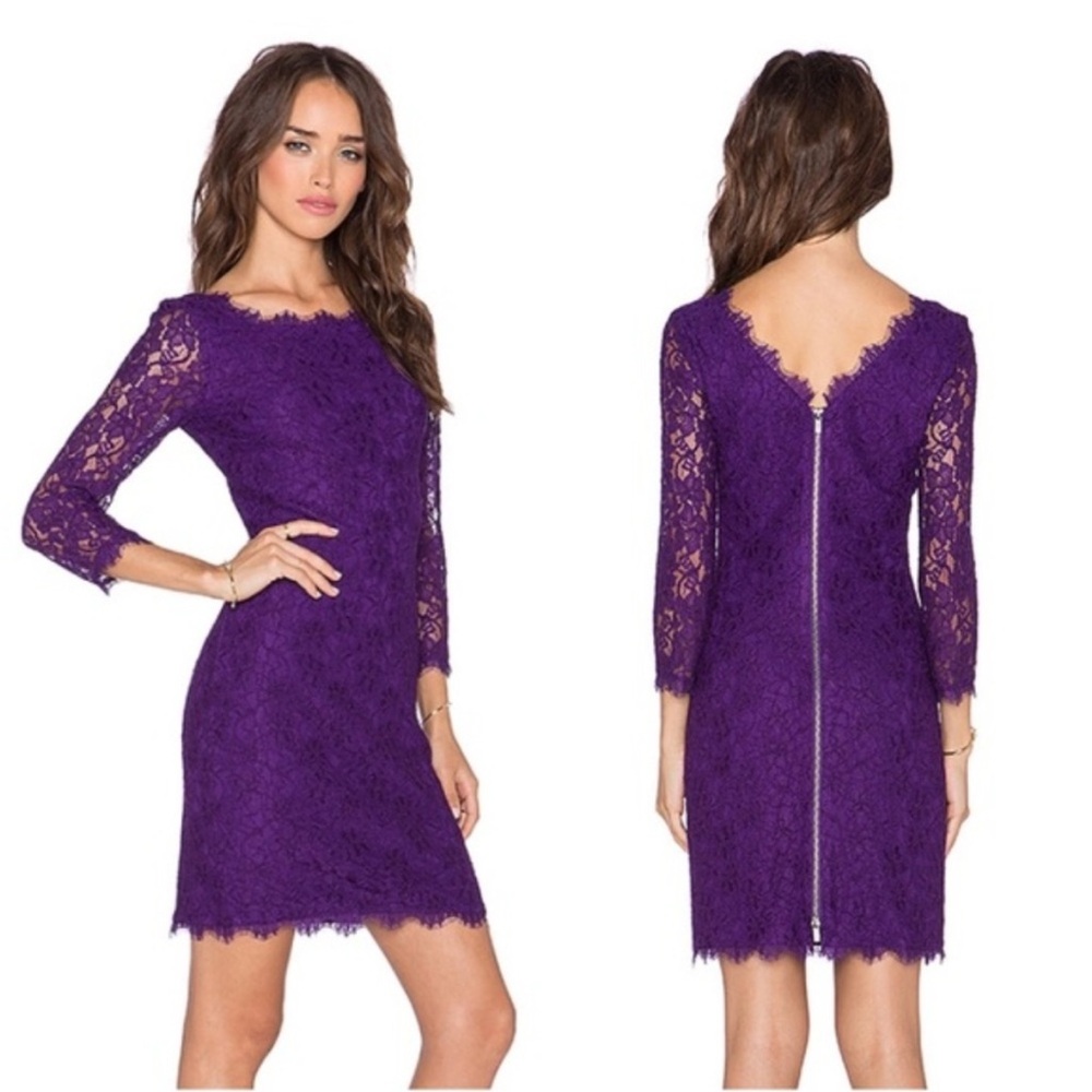 DVF Zarita Lace Sheath Dress Purple